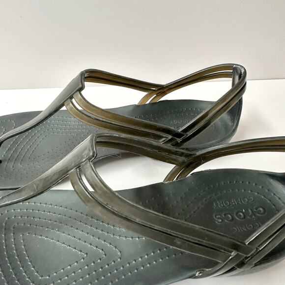 Crocs Isabella t-strap jelly comfort sandal in black women's size 10 - Picture 4 of 13